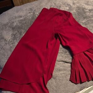 Chico's Red Wide Leg Pants with Flared Hem